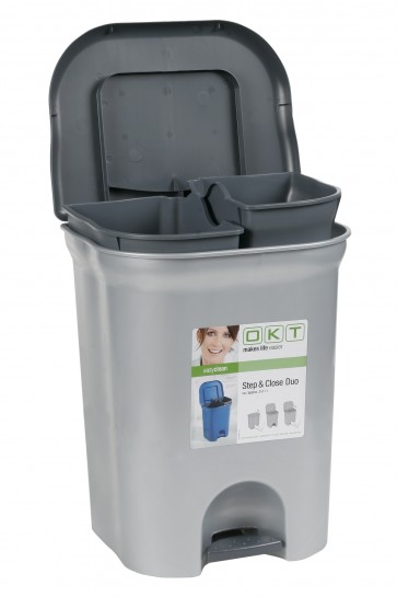"Step&Close DUO" Szemetes, 2 x 11 l, ezüst   UTOLSÓ 8 DB