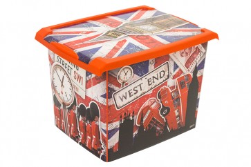 Fashion műanyag tároló doboz, "LONDON", 39x29x27cm - UTOLSÓ 1 DB