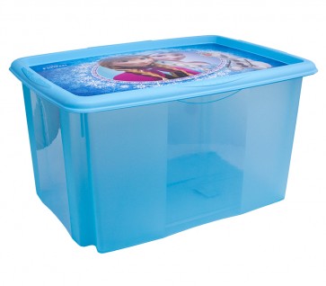 Műanyag tároló doboz "FROZEN", 45 l, kék, fedéllel, 55x39,5x29,5 cm
