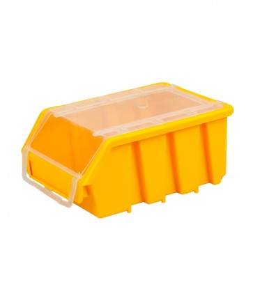 Alkatrésztároló doboz fedéllel, kicsi, sárga, 16x11,6x7,5 cm - UTOLSÓ 3 DB