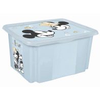 Műanyag doboz Mickey, 15 l,  világoskék fedélle, 38 x 28,5 x 20,5 cm