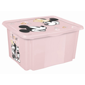 Műanyag doboz  Minnie, 15 l, világos rózsaszín fedélle, 38 x 28,5 x 20,5 cm