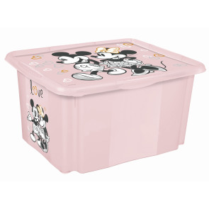 Műanyag doboz  Minnie, 24 l, világos rózsaszín fedélle, 42,5 x 35,5 x 22,5 cm