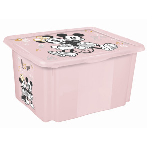 Műanyag doboz  Minnie, 30 l, világos rózsaszín fedélle, 45 x 35 x 27 cm
